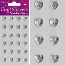 10mm Sparkle Gem Hearts Clear-Silver