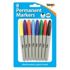 8 Coulored Permanent Markers Black
