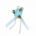 Rose Trio on Bow with Beads and Green Leaves Rose Trio on Bow with Beads and Green Leaves