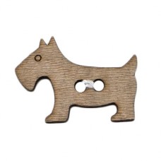 Wooden Dog Button 25mm