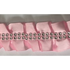 Ruffle Satin Lace with Diamantes Pink