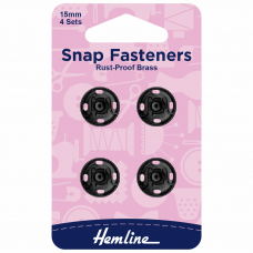 Snap Fasteners Black 15mm